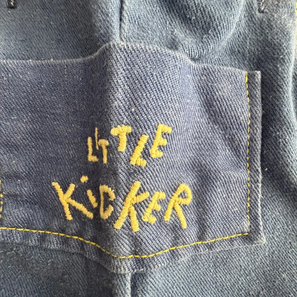 Vintage Little Kicker Blue Denim Overall Football Embroidered Toddler 18-24Month